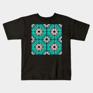 Bold Aqua Upbeat Grandma Rug Remix | Geometric Pattern Kids T-Shirt